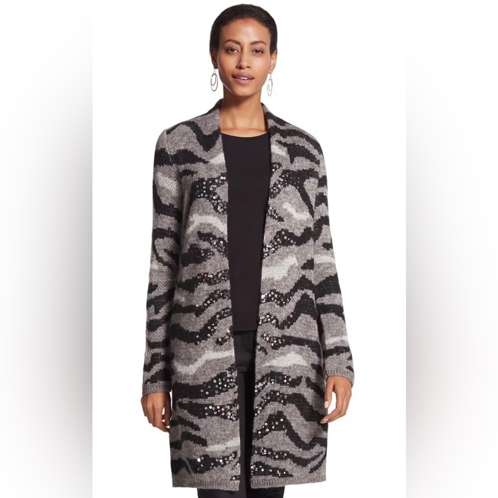 Chicos Jovi Long Zebra Cardigan